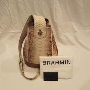 Brahmin One Shoulder Backpack, Cream and Brown Multi